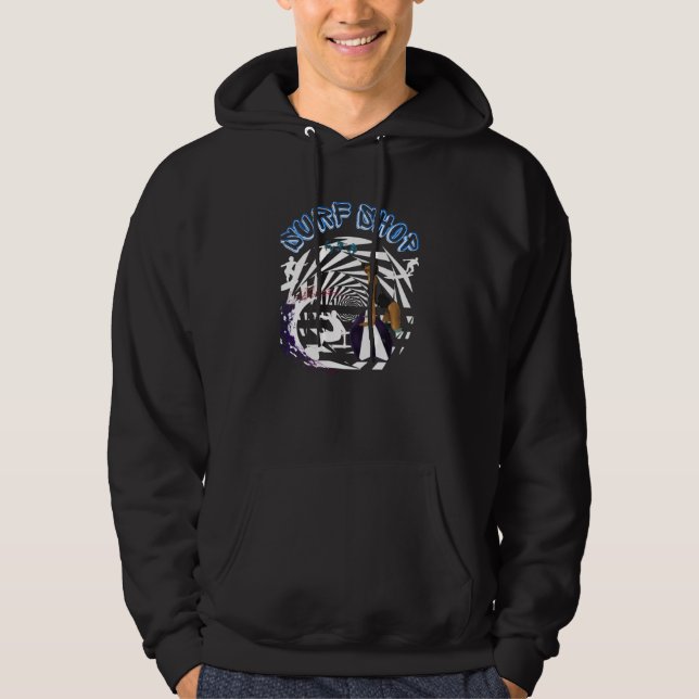 Surf Shop Surfing Wave Dude Hoodie (Front)