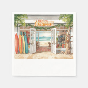 Surf Shop with text Merry Christmas Sign Napkins