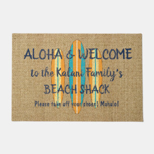 Surf Sign Customize Monogram Hawaiian Aloha Doormat