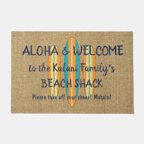 Surf Sign Customize Monogram Hawaiian Aloha Doormat