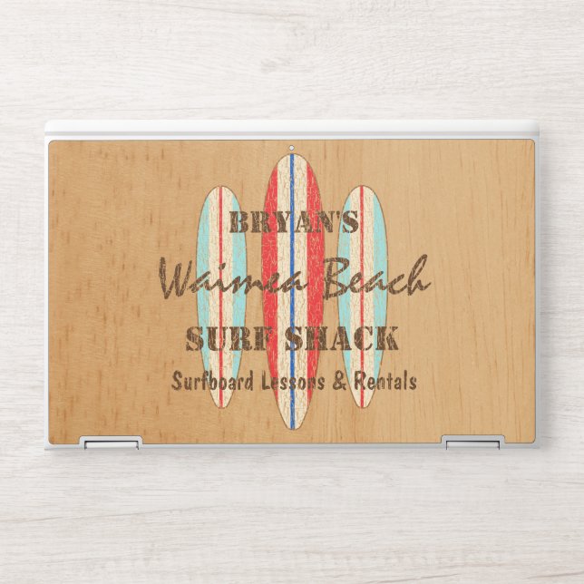 Surf Sign Customize Monogram Hawaiian Surfboards HP Laptop Skin (Front)