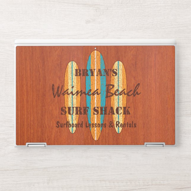 Surf Sign Customize Monogram Hawaiian Surfboards HP Laptop Skin (Front)