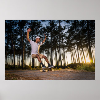 Surf skater training surfing moves poster