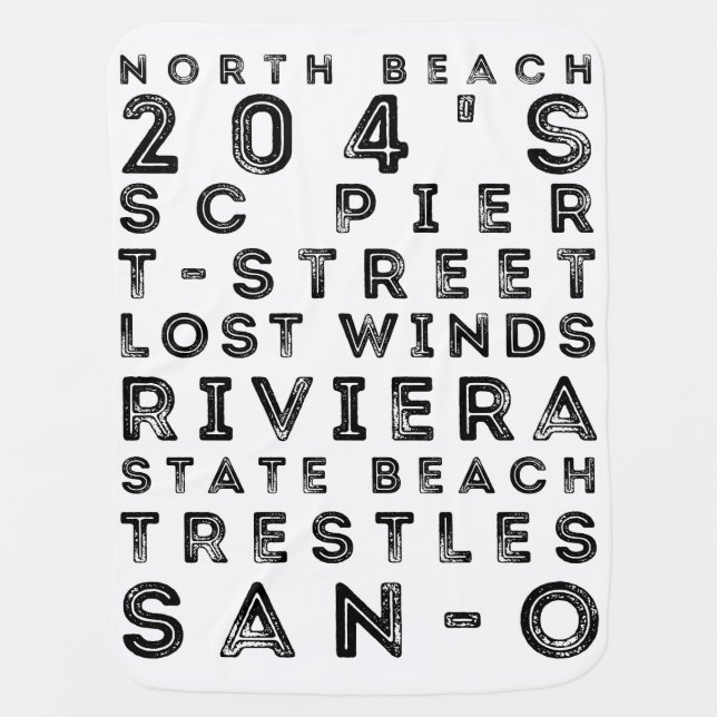 Surf Spots San Clemente Baby Blanket (Front)