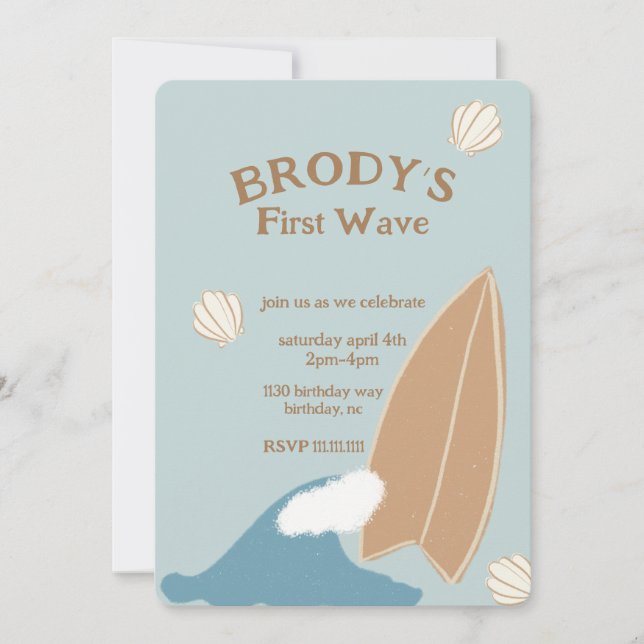 Surf Summer Boy Birthday  Invitation (Front)