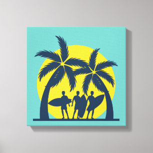 Surf sun and palm trees cool surf canvas print