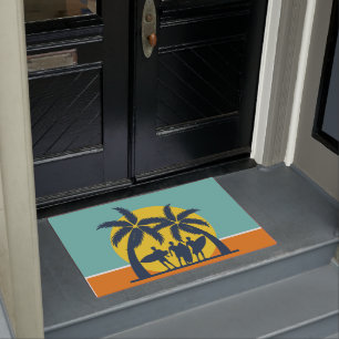Surf sun and palm trees cool surf doormat