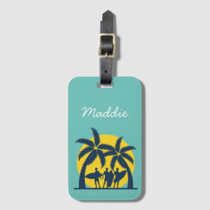 Surf sun and palm trees cool surf luggage tag