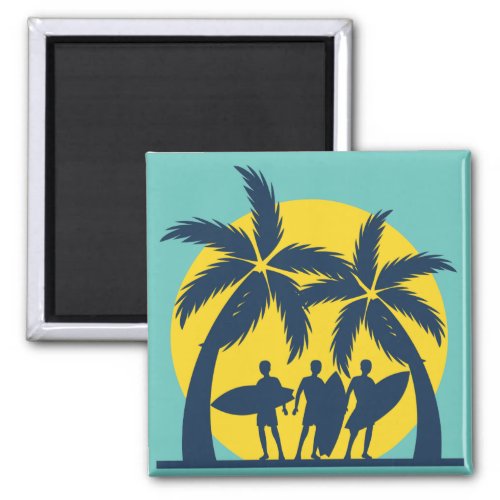 Surf sun and palm trees cool surf magnet
