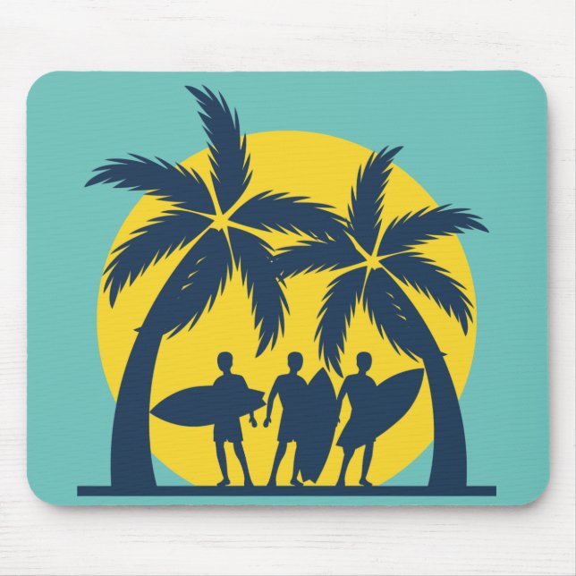 Surf sun and palm trees cool surf mouse pad (Front)