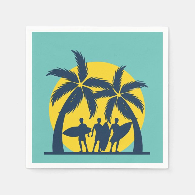 Surf sun and palm trees cool surf napkins (Front)