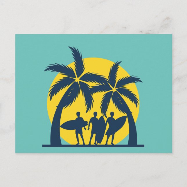 Surf sun and palm trees cool surf postcard (Front)