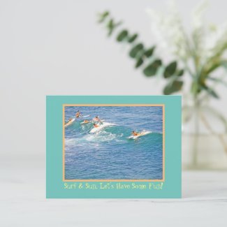 SURF & SUN LET'S HAVE SOME FUN! / SURFERS Postcard