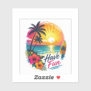 Surf, Sun & Palm Trees – Tropical Summer Vibes Sticker
