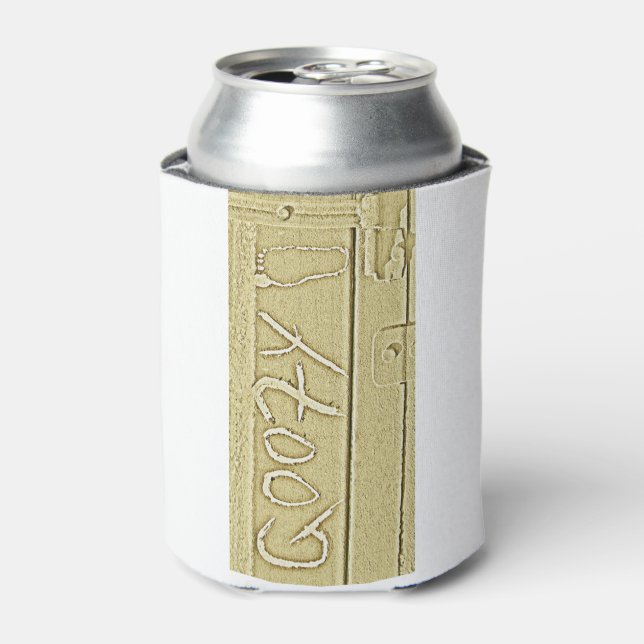 Surf surfboard Goofy foot surfing Gold yellow Can Cooler (Can Front)