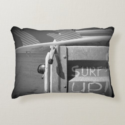 Surf surfboard surfs Up surfing black and white Decorative Pillow