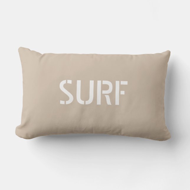 Surf Surfer Beach Life Beige Lumbar Pillow (Front)