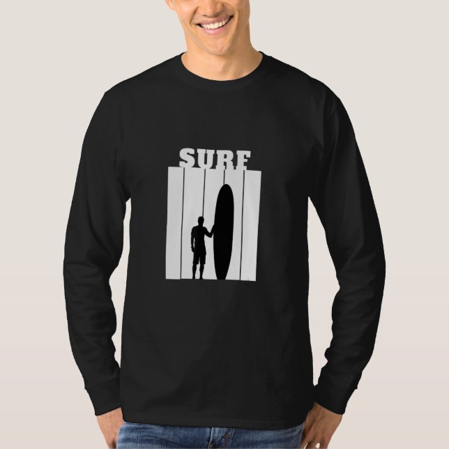 Surf Surfer Silhouette White T-Shirt (Front)