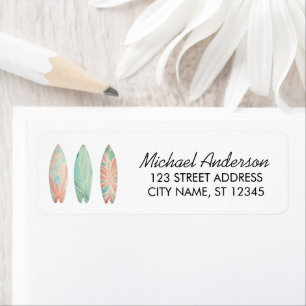 Surf Surfing Beach Surfboard Return Address Label