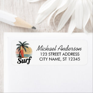 Surf Surfing Beach Surfboard Return Address Label