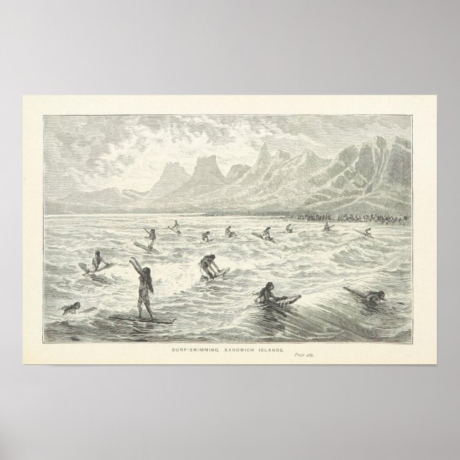 Surf-Swimming, Sandwich Islands Poster (Front)