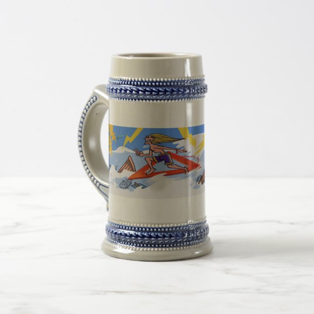 Surf The Bermuda Triangle blue stein (Front Left)