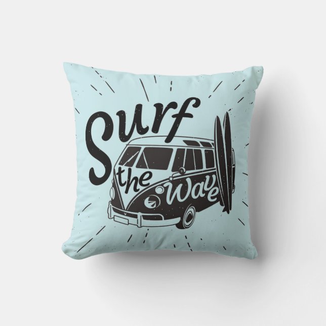 Surf The Wave Throw Pillow (Front)