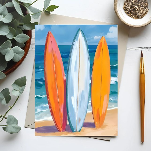 Surf the Waves | Watercolor Beach Ocean Postcard (Creator Uploaded)