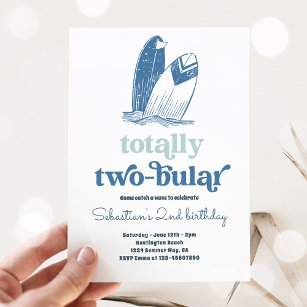 Surf Totally Two-bular Surf 2nd Birthday Party Invitation