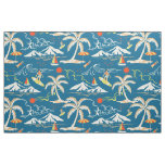 Surf tropical island themed pattern  fabric