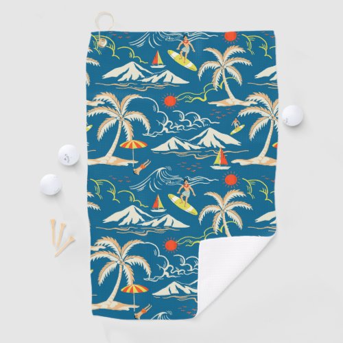 Surf tropical island themed pattern golf towel