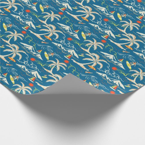Surf tropical island themed pattern wrapping paper