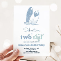 Surf Two Rad Modern Surf 2nd Birthday Party Invitation