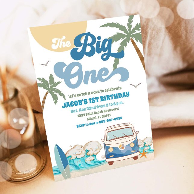 Surf Van Beach 1st Birthday Invitation (Creator Uploaded)
