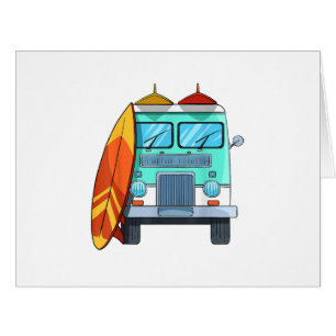Surf Van Surfboard Palm Trees Surfing Surfer Waves Cards