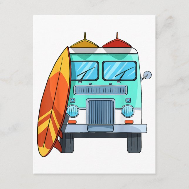 Surf Van Surfboard Palm Trees Surfing Surfer Waves Enclosure Card (Front)