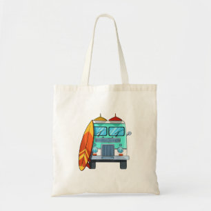 Surf Van Surfboard Palm Trees Surfing Surfer Waves Tote Bag