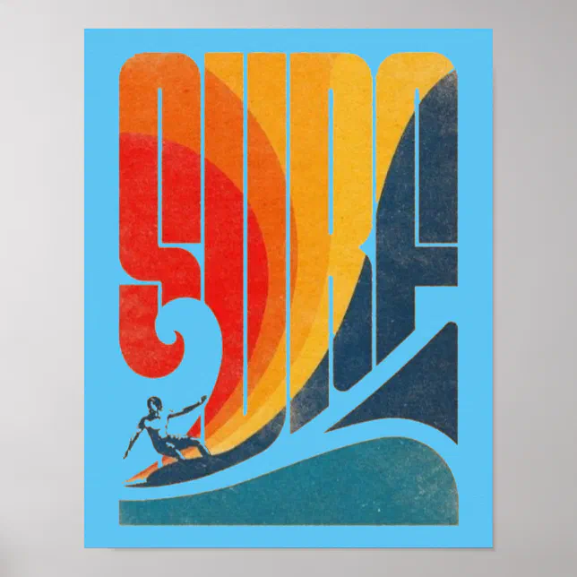 Surf, vintage surfing poster, Surf wall art | Zazzle