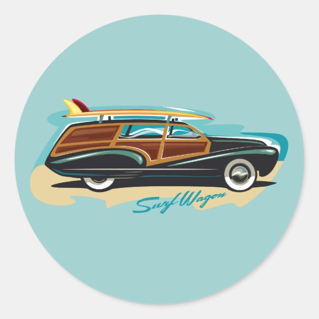 " Surf Wagon "    Vintage Style Travel Surfing  sticker  Decal 