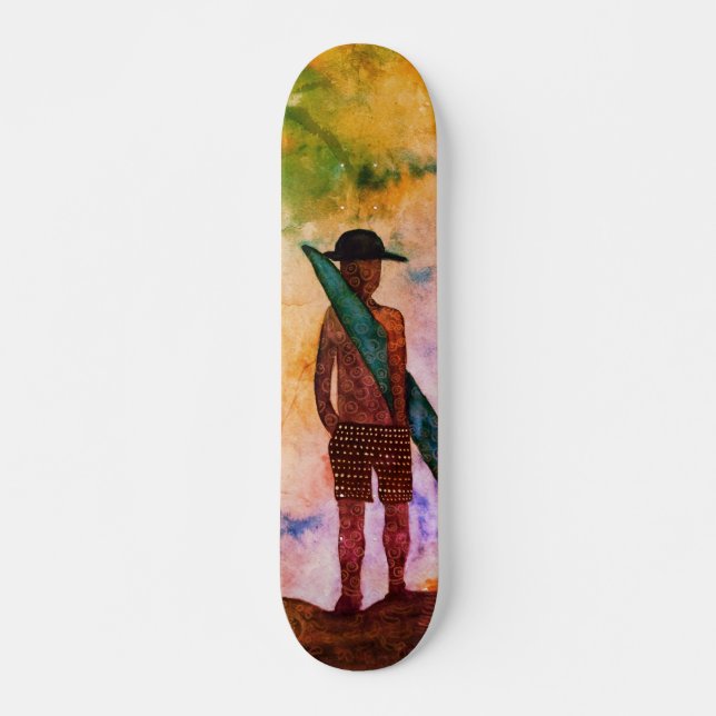 Surf Watercolor Art Skateboard Deck (Front)