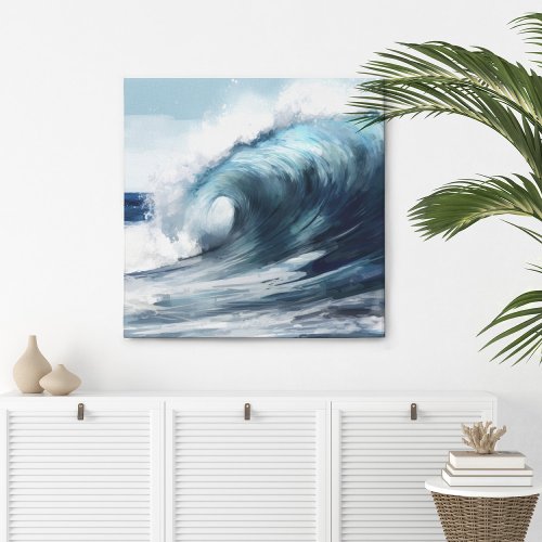 Surf Wave in Watercolor Canvas Print