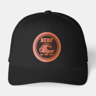 SURF Wave Line Coastal Custom Leather Patch Hat