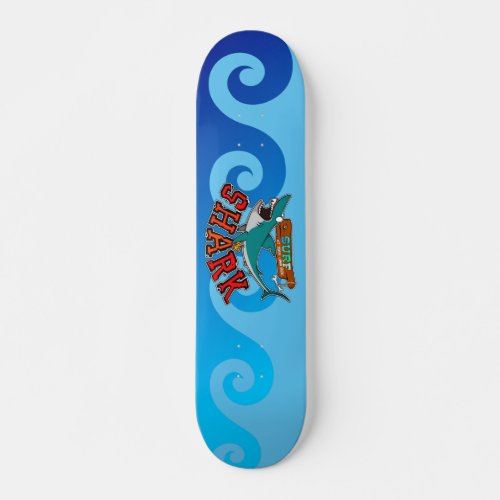 Surf with shark skateboard