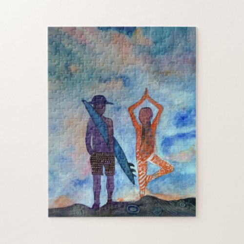 Surf Yoga Painting Art Photo Puzzle with Gift Box