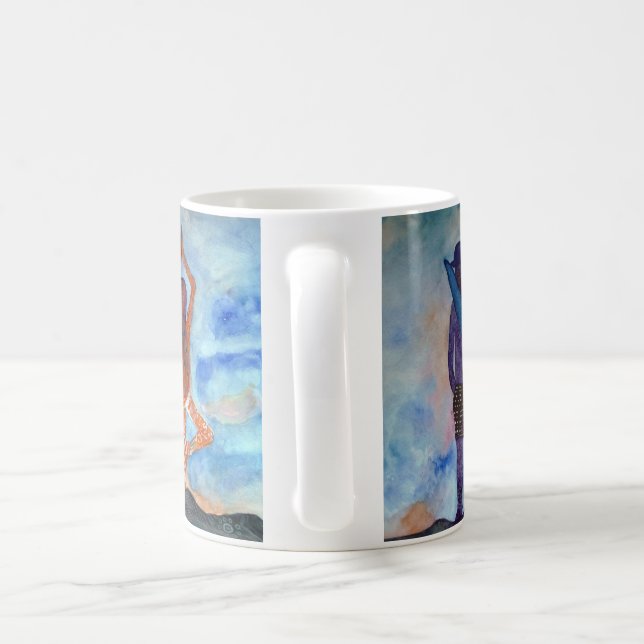 Surf Yoga Romantic Painting White Mug (Handle)