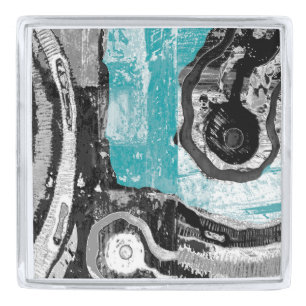 Surface Current – Abstract Flow & Structure Large Silver Finish Lapel Pin