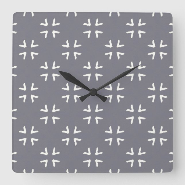 Surface pattern - Gray Star - as a Square Wall Clock (Front)