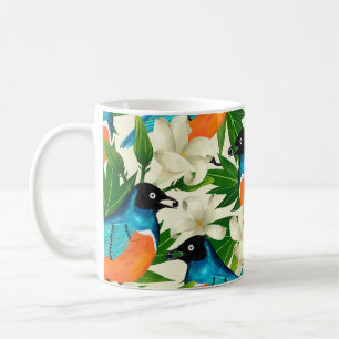 Surface pattern with papaya fruits,leaves and flow coffee mug