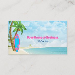 Surfboard and Beach Tropical Surfing Business Card