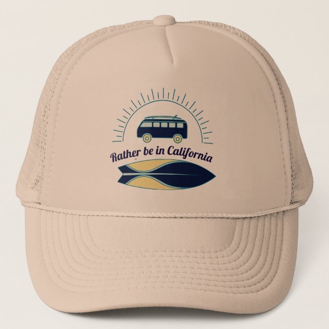 Surfboard and Camper California Trucker Hat (Front)